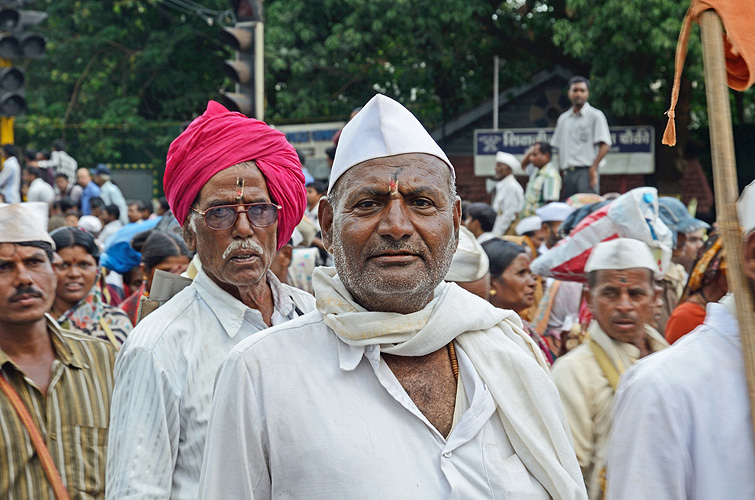Bauern aus Maharashtra whrend einer Pilgerfahrt, Pune 