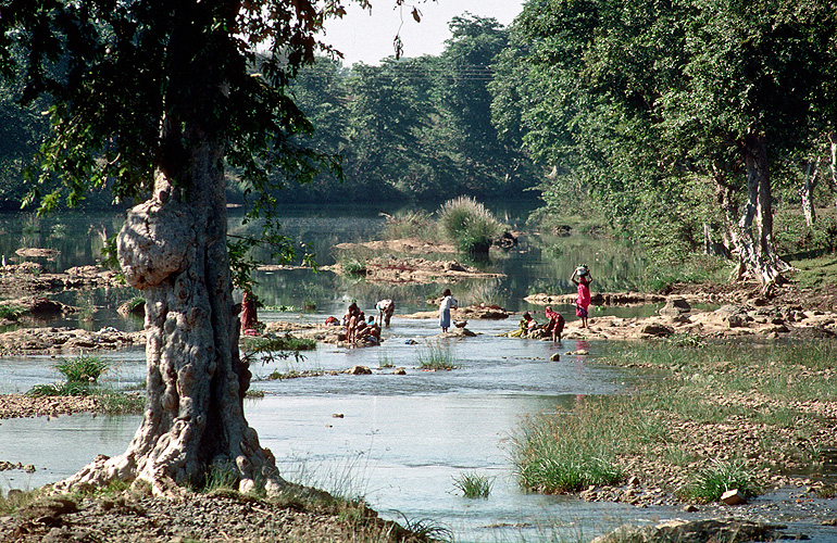 Baden und Waschen in der Narmada, Madhya Pradesh - Narmada-Fluss 07
