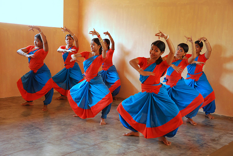Tanzunterricht an der Kunstakademie Kerala Kalamandalam