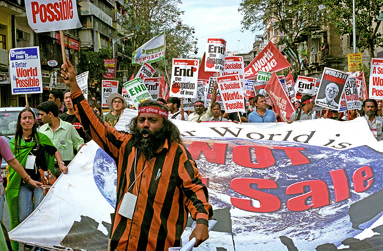 Demo World Social Forum gegen Globalisierung, Mumbai 2004