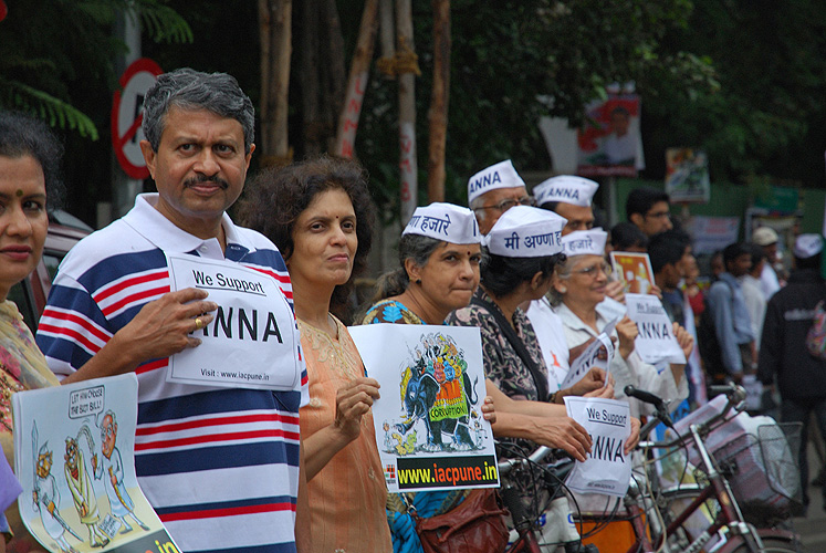 Im Jahr 2011 gewinnt Anna Hazare breite Unterstützung, wie hier in Pune