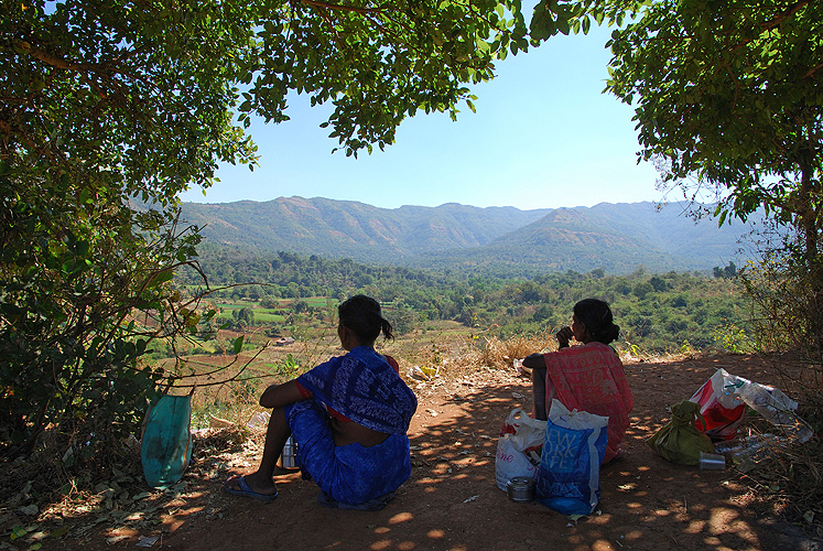  Adivasi-Frauen in den Western Ghats-Bergen