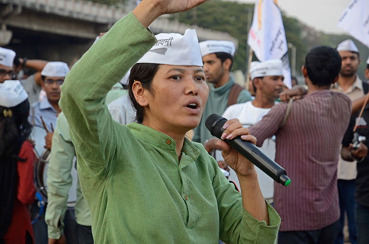 Kundgebung der Aam Admi-Partei im Wahlkampf 2014