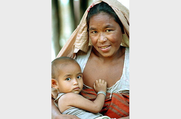 Adivasi-Frau vom Volk der Bodo in Assam