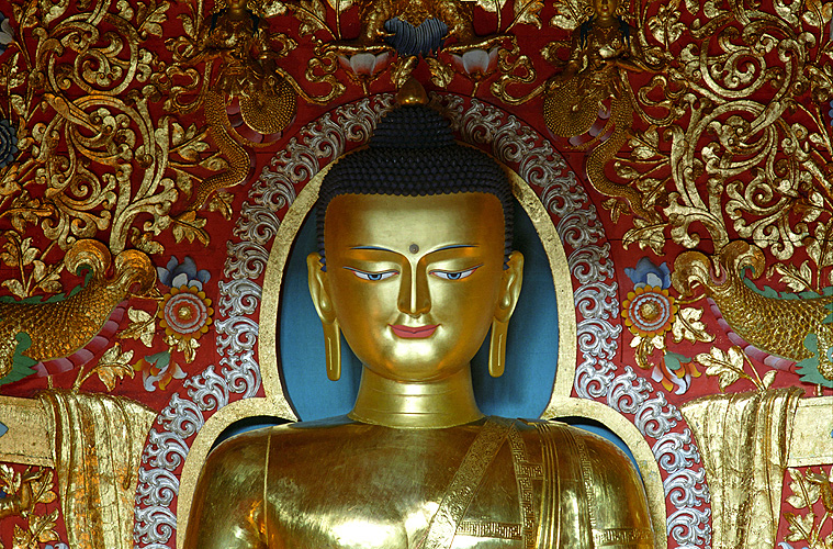 Tibetische Buddha-Statue in Dharamsala, Nordindien