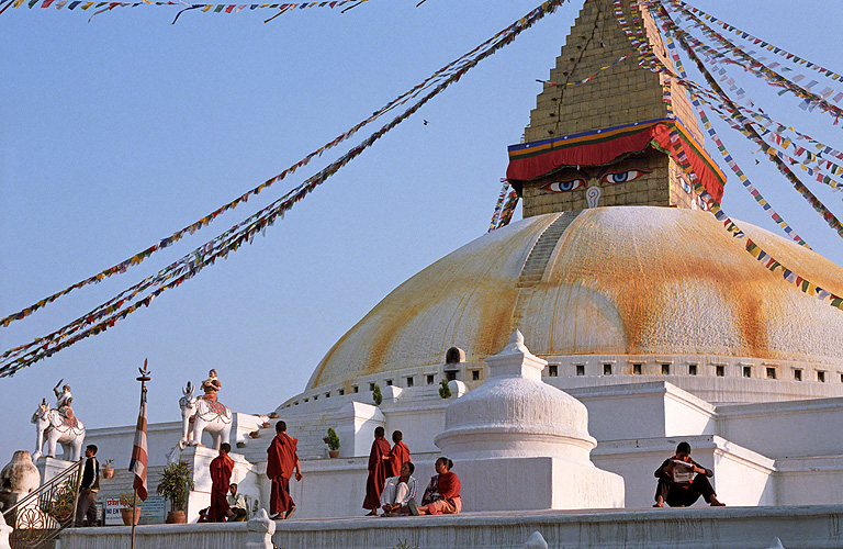 Der Stupa in Bodnath bei Kathmandu, Nepal