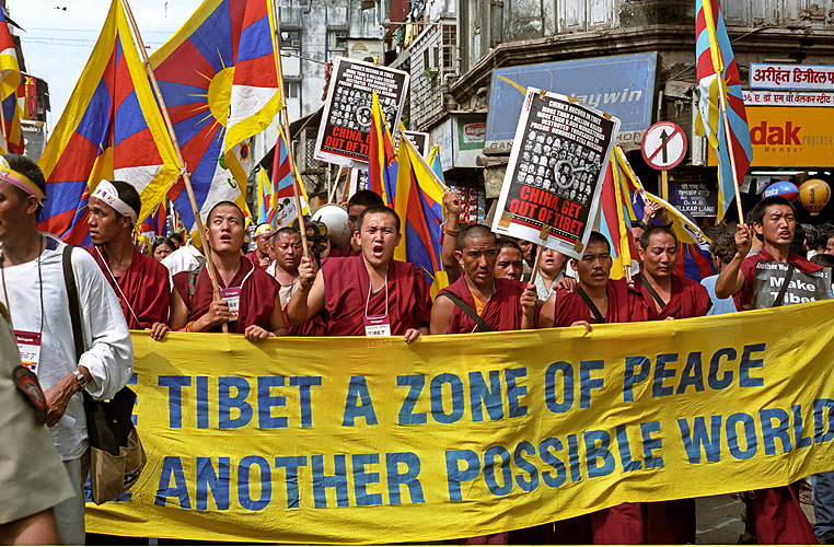 Demo Freiheit für Tibet während World Social Forum, Mumbai