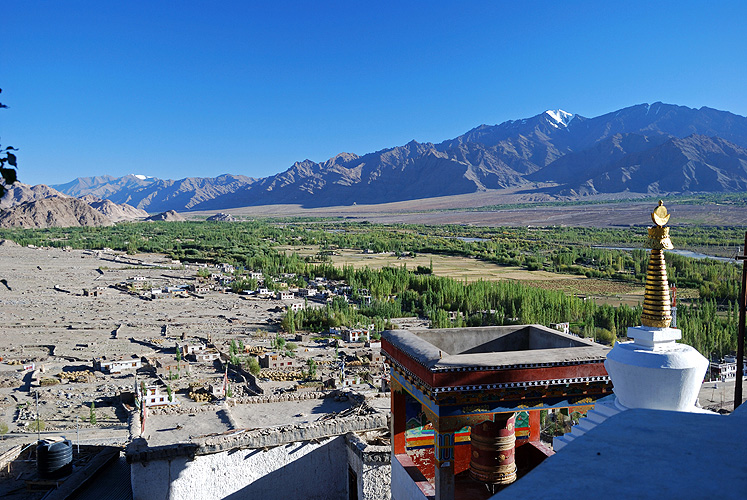 Blick vom Kloster Tikse ins Tal des Indus, Ladakh