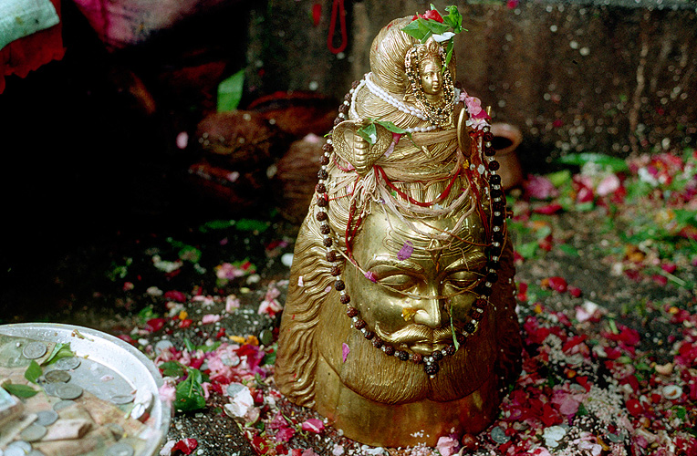 Vergoldetes Antlitz des Gottes Shiva, Trimbakeshwar